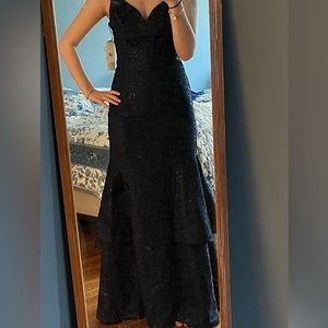 Navy Blue Sparkly Prom Dress